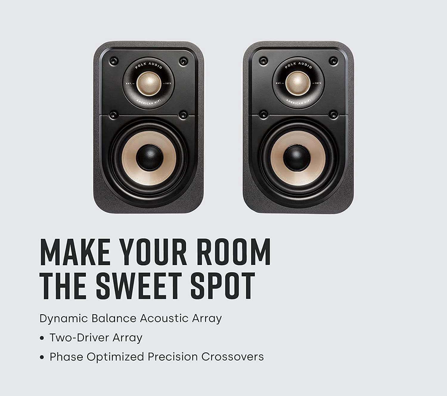 Polk Signature Elite ES20 Bookshelf Speaker - Hi-Res Audio Certified, Dolby Atmos & DTS:X Compatible, 1" Tweeter & 6.5" Woofer, Power Port Technology for Effortless Bass (Pair, Stunning Black)
