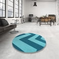 thumbnail image 4 of Ahgly Company Tapis d'Intérieur Lavables en Machine Rectangle Transitionnel Vert Cyan Foncé, 5' x 8', 4 of 7