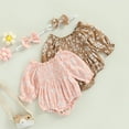 thumbnail image 2 of Douhoow 0-24M Infant Baby Girls Floral Romper Cotton Long Sleeve Pleated Jumpsuits Headband, 2 of 8