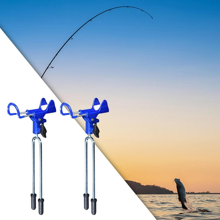 2x Portable Fishing Rod Holder Fishing Pole Holder Adjustable Support Thick  Blue