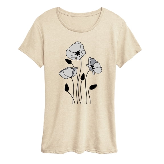 Instant Message - Gray Poppies Short Sleeve Graphic T-Shirt
