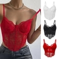 thumbnail image 2 of Women Spaghetti Straps Crop Top Lace Floral Tanks Tops Fashion Sleeveless Tanks Vest Blouse Top Raves Outfits Clubwears, 2 of 9