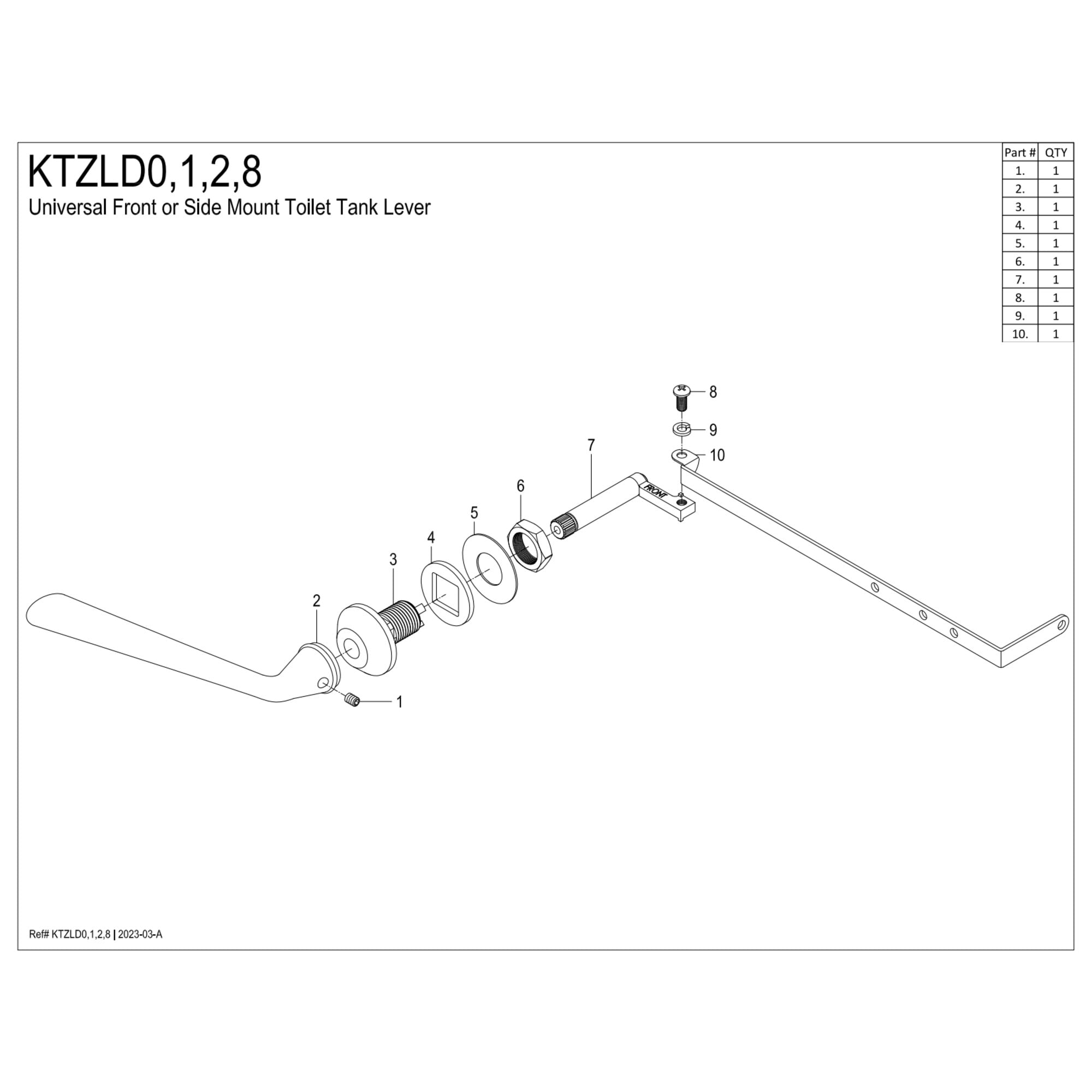 Kingston Brass KTZLD8 Silver Sage Universal Front or Side Mount Toilet Tank Lever in Brushed Nickel