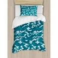 thumbnail image 3 of Camo King Size Duvet Cover Set, Military Theme Camouflage in Oceanic Colors Sea Water Inspired, Decorative 3 Piece Bedding Set with 2 Pillow Shams, Dark Blue Slate Blue Baby Blue, by Ambesonne, 3 of 3