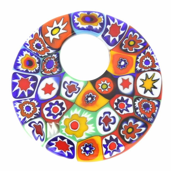 GlassOfVenice Murano Glass Millefiori Medium Round Pendant - Multicolor