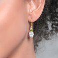 thumbnail image 3 of Gem Stone King 18K Yellow Gold Plated Silver White Moissanite and Green Peridot Dangle Earrings for Women (6.96 Cttw, Gemstone Birthstone, Oval 10X8MM, Trillion 5MM), 3 of 4