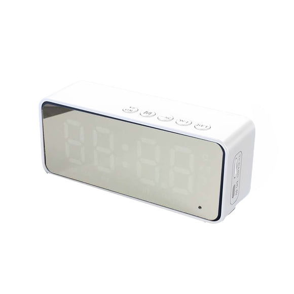maskred Bluetooth Speaker Inside Microphone Mirror Clock LCD Screen Intelligent Electrical Accessory Outdoor Indoor Home White