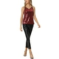 thumbnail image 2 of INSPIRE CHIC Women's Sequin Camisole Sparkle Shining Club Party Disco Glitter Cami Top XS Red, 2 of 6