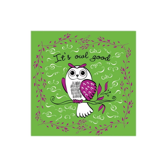 It's Owl Good Neon Green Owl Branch 12 x 12 Wood Wall Sign Plaque