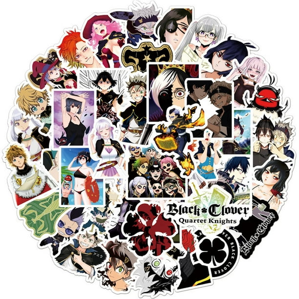 Pegatinas Black Clovers Anime, 50 unidades, PVC, impermeables