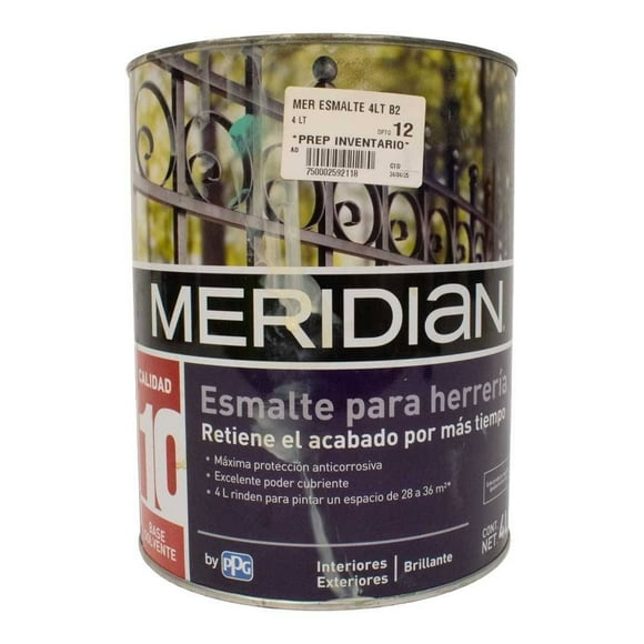 Esmalte para Herrería Meridian Brillante para Interiores y Exteriores 4 Litros