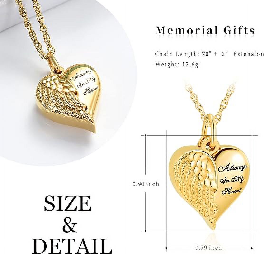 Angel Wings Cremation Urn Necklaces for Ashes Open Style Heart Keepsake ...