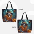 thumbnail image 2 of Disketp Cartoon Pumpkin Skull Bolsa Tote de Lona para Mujer, Bolso de Hombro y Cruzado con Cierre de Cremallera, 2 of 7