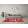 thumbnail image 3 of Ahgly Company Machine Washable Indoor Square Abstract Red Modern Area Rugs, 5' Square, 3 of 4
