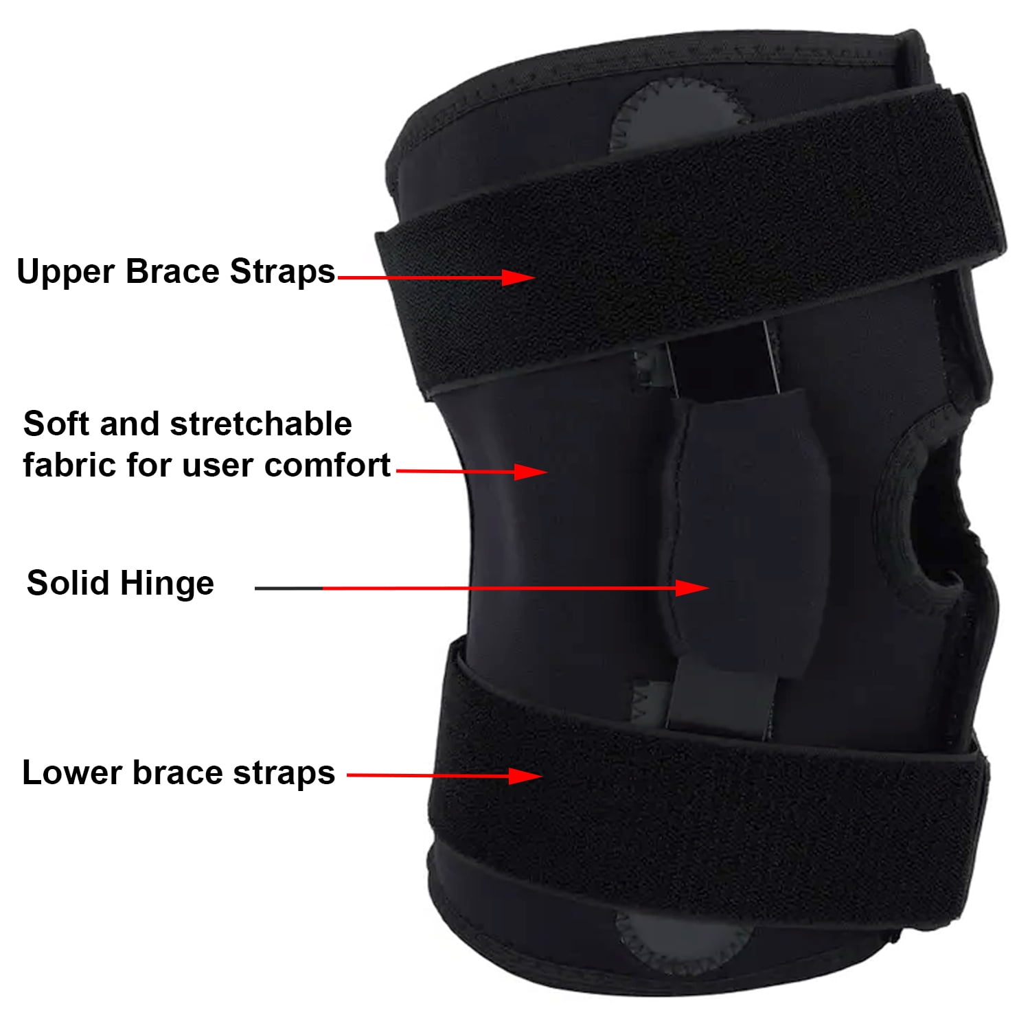 2X Hinged Knee Brace Adjustable Wraparound Open Patella Support Neoprene Medium