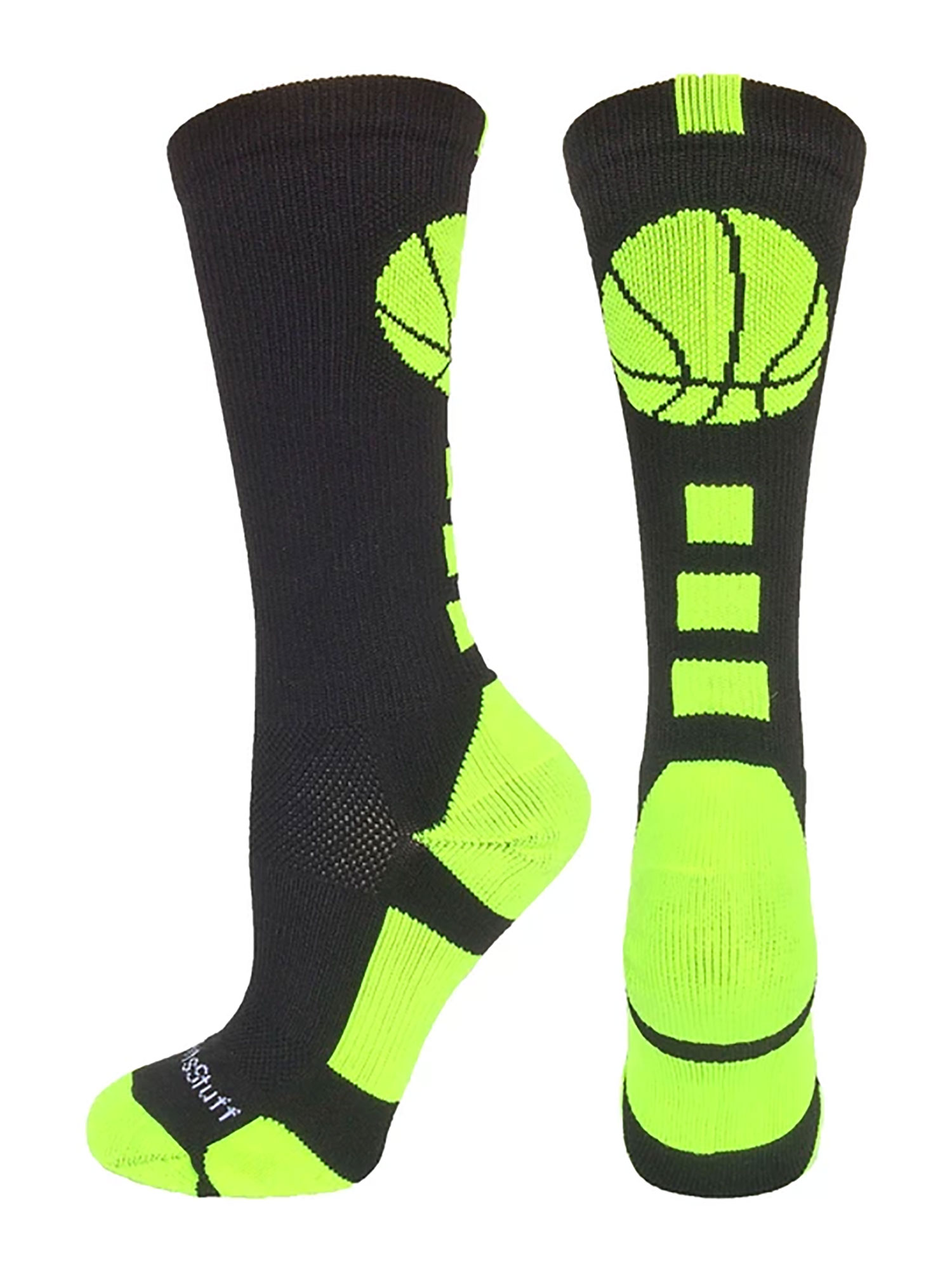 Basketball Socks with Basketball Logo Crew Socks (Black/Electric Green