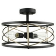 thumbnail image 2 of Globe Electric Denali 3-Light Matte Black Flush Mount Ceiling Light with Brass Accents, 60869, 2 of 5