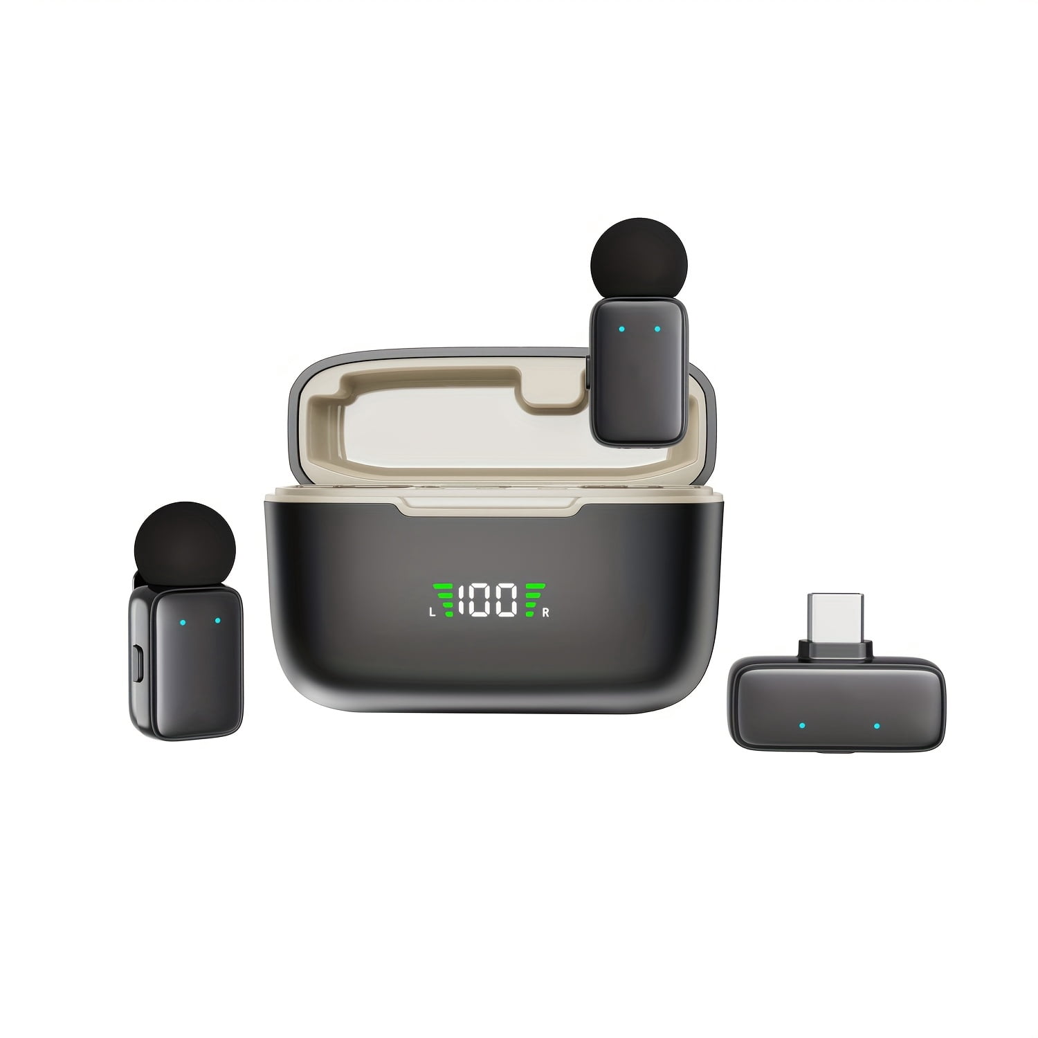 Wireless Clip-On Mini Microphone with Charging Case - Portable Lavalier Mic for Vlogging, Streaming, Podcasts & Meetings
