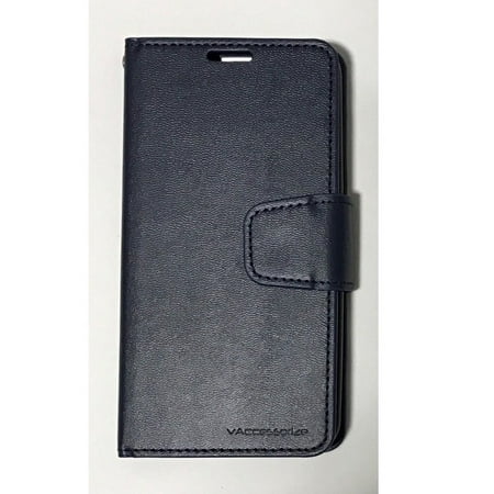 vAccessorize Motorola Moto E4 (USA) Czerny Flip Wallet Droop Proof Leather Phone Case Cover -Black
