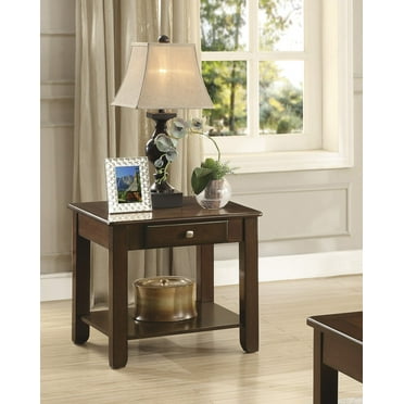 Contemporary End Table with Drawer and Shelf Dark Cherry Finish Wooden Furniture 1pc