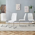 thumbnail image 5 of Lisonu Modern Dining Chairs Set of 4, White Faux Leather Upholstered Kitchen Chairs with Tufted High Back and Chrome Legs for Dining Room, 5 of 12