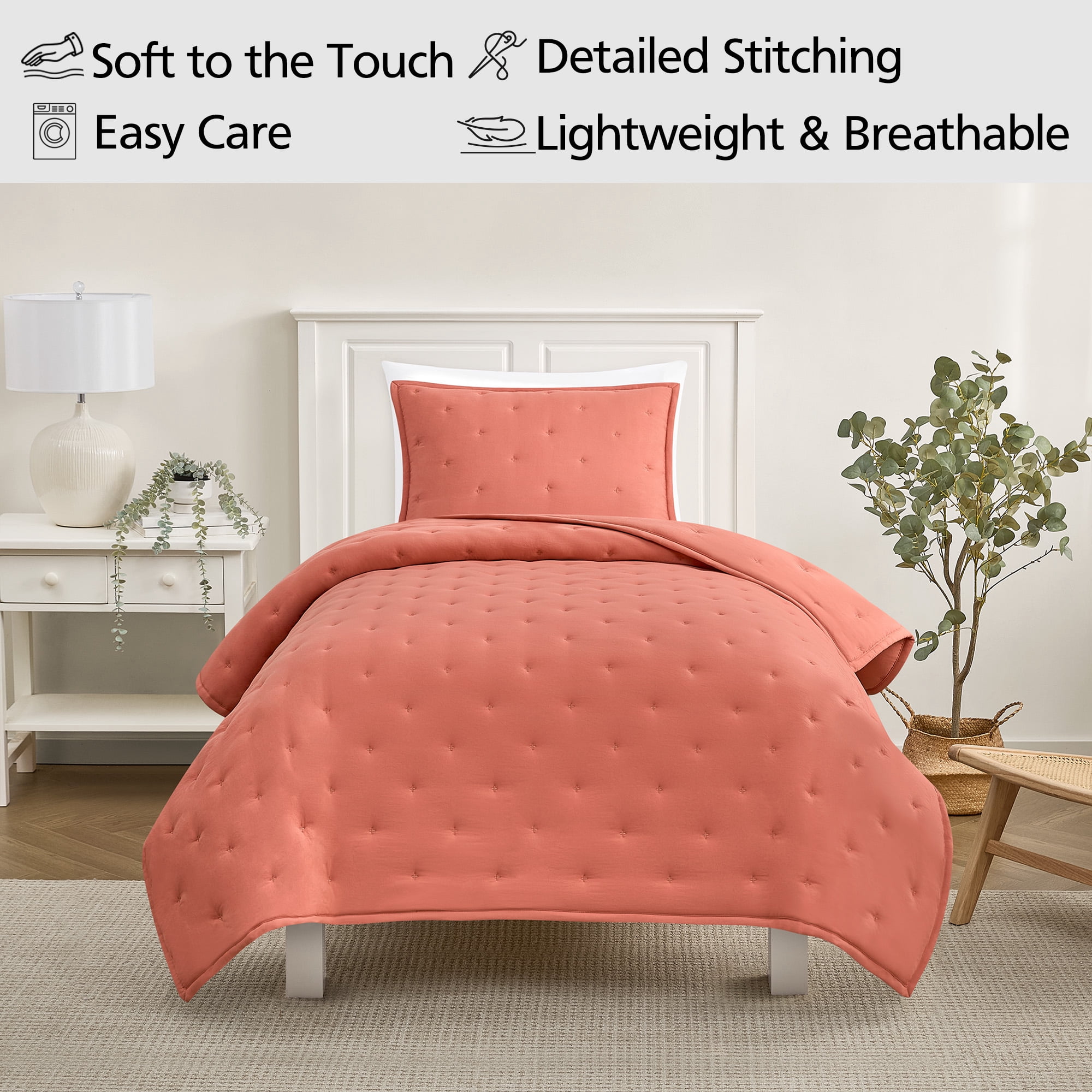Mainstays Twin/Twin XL Comforter Set, All-Season, 2-Piece, Rust