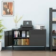 thumbnail image 7 of Elegant Metal Locker Storage Cabinet, 2 Door Metal Accent Cabinet,2 Tier Low Metal Cabinet with Doors and Shelf  for Home and Office,Black, 7 of 7