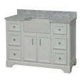 thumbnail image 3 of Zelda 48" Farmhouse Bathroom Vanity with White Cabinet and Carrara Marble Top, 3 of 7