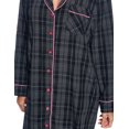 thumbnail image 6 of Ashford & Brooks Women's Woven Plaid Long Sleeve Button Down Sleep Shirt Nightshirt, 6 of 6