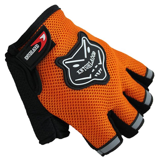 Guantes de ciclismo de medio dedo para niños adultos, patrón de zorro de tela de malla transpirable antideslizante Feliz Sencillez