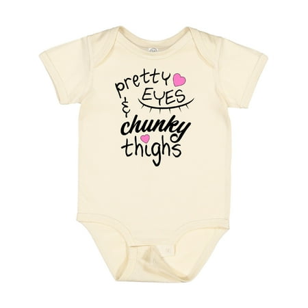 

Inktastic Pretty Eyes and Chunky Thighs Pink Hearts Gift Baby Boy or Baby Girl Bodysuit