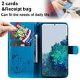 thumbnail image 4 of SaniMore for Samsung Galaxy S23 6.1" 2023 Case, PU Leather Skin with Embossed Cat Flip Magnetic Cover Card Slots Kickstand Detachable Lanyard Full Around Wallet Case For Samsung Galaxy S23, Blue, 4 of 7