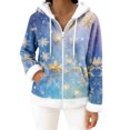 thumbnail image 2 of Women's Casual Fashion Long-Sleeved Zip-Up Fleece Hooded Cardigan with Christmas Snowflake Print for Women's Casual Fashion and Apparel,Purple Pink,M, 2 of 4