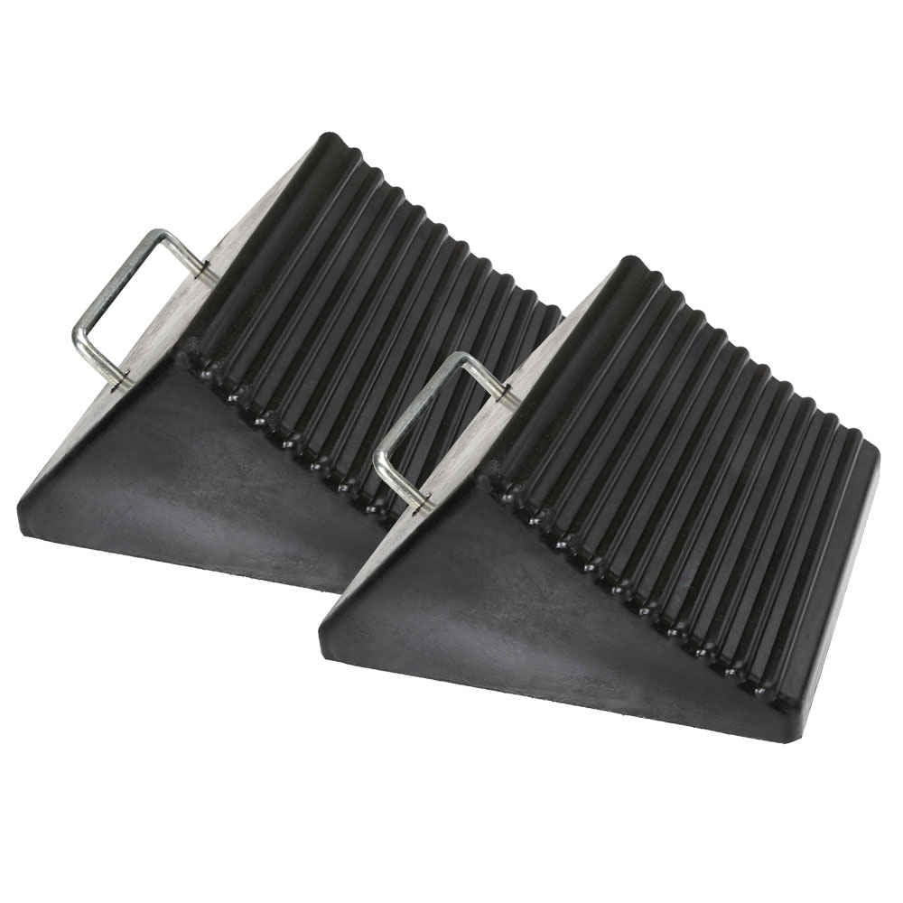 8" Rubber WedgeStyle Wide Wheel Chock 2 Pack