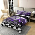 thumbnail image 3 of 2PCS Camouflage Racing Duvet Cover Twin, Men Racing Car Gamer Comforter Cover with 1 Pillowcase,Cartoon Purple Race Car Bedding Set for Bedroom Decor, Sports Car Quilt Cover,Not Comforter, 3 of 6