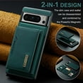 thumbnail image 2 of 2 In 1 Wallet Case Compatible with Google Pixel 8 Pro, Premium PU Leather Phone Case Back Cover Magnetic Detachable with Trifold Wallet Card Holder Pocket for Google Pixel 8 Pro, Green, 2 of 10