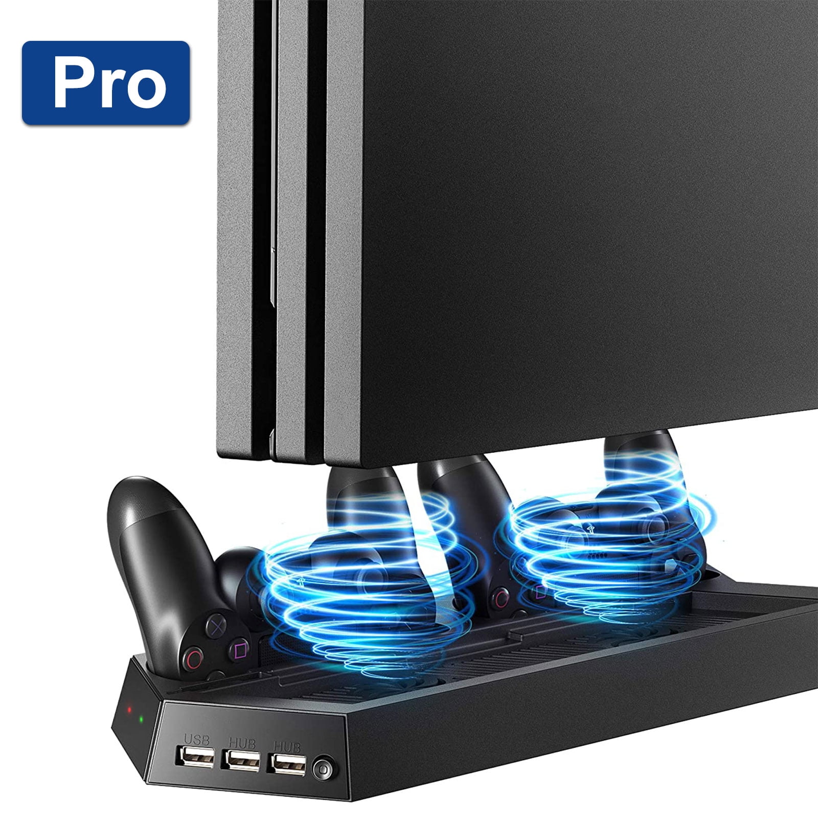 skammel Studiet kage Vertical Stand Fit for PS4 Pro with Cooling Fan, EEEkit Controller Charging  Station Fit for Sony Playstation 4 Pro Game Console, Charger for Dualshock 4  ( Not for Regular PS4/Slim ) - Walmart.com