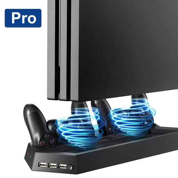 Vertical Stand For Ps4 Pro With Cooling Fan Controller Charging Station For Sony Playstation 4 Pro Game Console Charger For Dualshock 4 Not For Regular Ps4 Slim Walmart Com Walmart Com