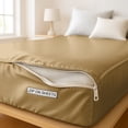 thumbnail image 4 of Soft Silk Zip On Fitted Sheets Twin XL Size 39X80 - Includes 2 Zip On Sheets +1 Bottom Fitted Base - Fit's 16” In Deep Pocket - Easy to Use,Soft,Smooth -Fitted Sheet-Beige - Color, 4 of 8