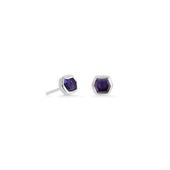 Kendra Scott Davie Stud Earrings in Sterling Silver, Fine Jewelry for Women, Iolite