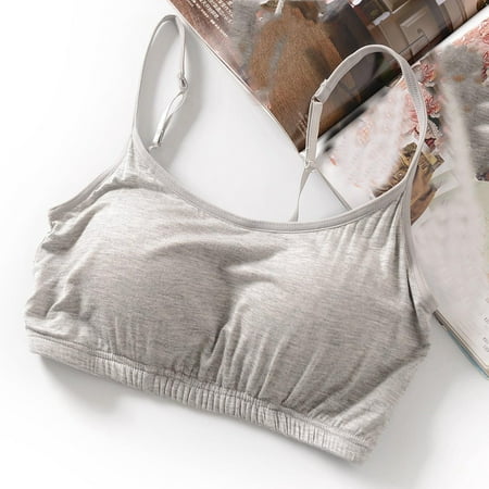 Mrasaso Up to 60% Off! Sports Bras for Women Large Bust Women Polyester Blouse Women s Solid Padded No Steel Ring Integrated Suspender Bra for Everyday Comfort(1pc Bra) Gray|XL