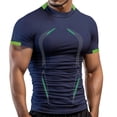 thumbnail image 3 of Workout Shirts for Men Summer Short Sleeve Neck Fitting Tight Quick Drying Muscle Tees Athletic Gym Tshirts, 3 of 6