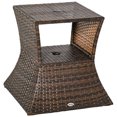 thumbnail image 1 of Outsunny Rattan Wicker Side Table with Umbrella Hole Storage, Mixed Brown, 1 of 10