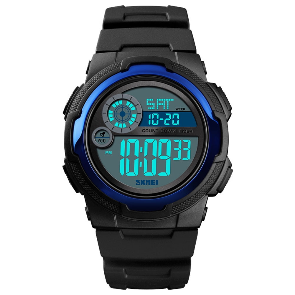 SKMEI 1437 Men Digital Watch Dual Time Date Week Stopwatch EL Light Waterproof Sports Wristwatch Color ArmyGreen Walmart
