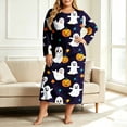 thumbnail image 2 of Nowekniz Women's Halloween Printed Casual Plus Size Long Sleeved Loose Nightgown, 2 of 7