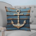 thumbnail image 4 of Pillow Covers 16x16 Set of 2, Brown Anchor Nautical Throw Pillow Covers Decorative Couch Cushion Cover, Vintage Coastal Navy Blue Wooden Microfiber Soft Square Pillowcases for Bedroom Sofa, 4 of 7