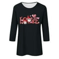 thumbnail image 4 of VgaVtl Womens T Shirt Graphic Valentines 3/4 Sleeve Plus Size Tops Women Loose Leisure Black for Gifts Holiday Tops, 4 of 4