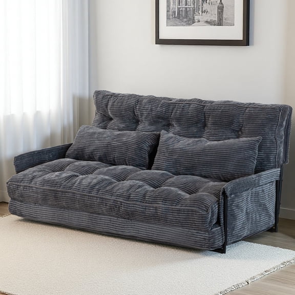 GOODONE Convertible Floor Sofa,Bean Bag Sofa with Pillows,Multifunctional Lazy Sofa with Pillows,Adult Reading Chair,Suitable for Bedroom or Living Room,DGrey,Loveseat