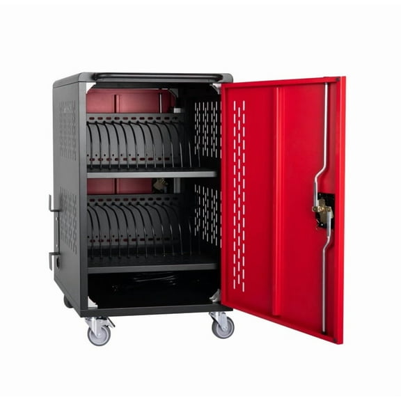 EXCELO 32 Bay Charging Cart for Laptop,Chromebook, Locking Charging Station-BLACK 