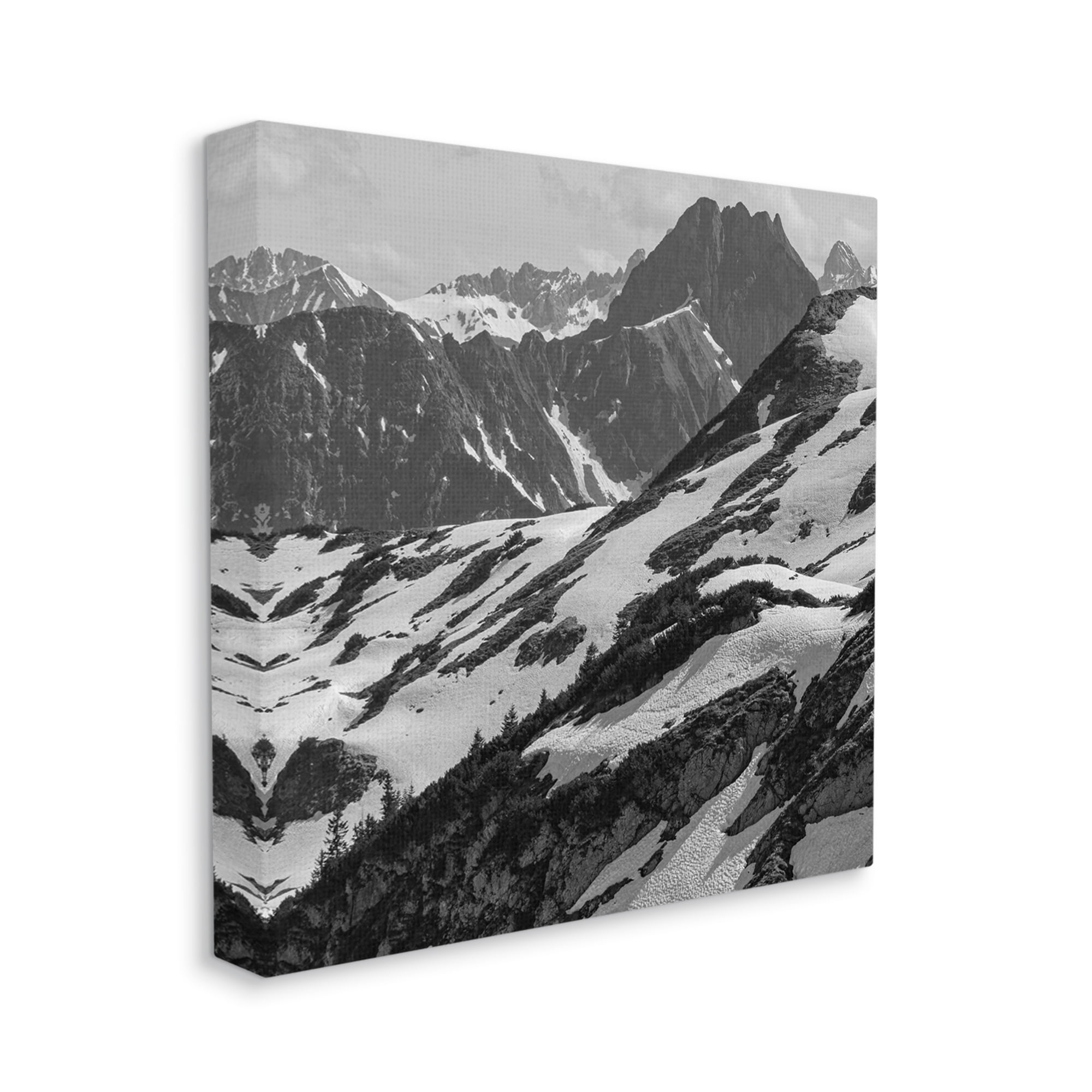 Stupell Industries Snow Capped Mountains Landscape Photography Gallery Wrapped Canvas Art Print Wall Art, 17 x 17
